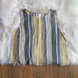 NWT Harper heritage Blue Yellow White Metallic Striped Tank Top Womens Large